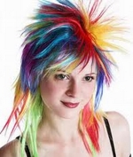 trash hairstyle with colored hair